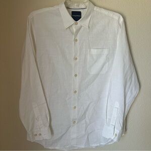 Tommy Bahama Men’s Shirt XL White Linen Blend Long Sleeve Buttons Relaxed Pocket